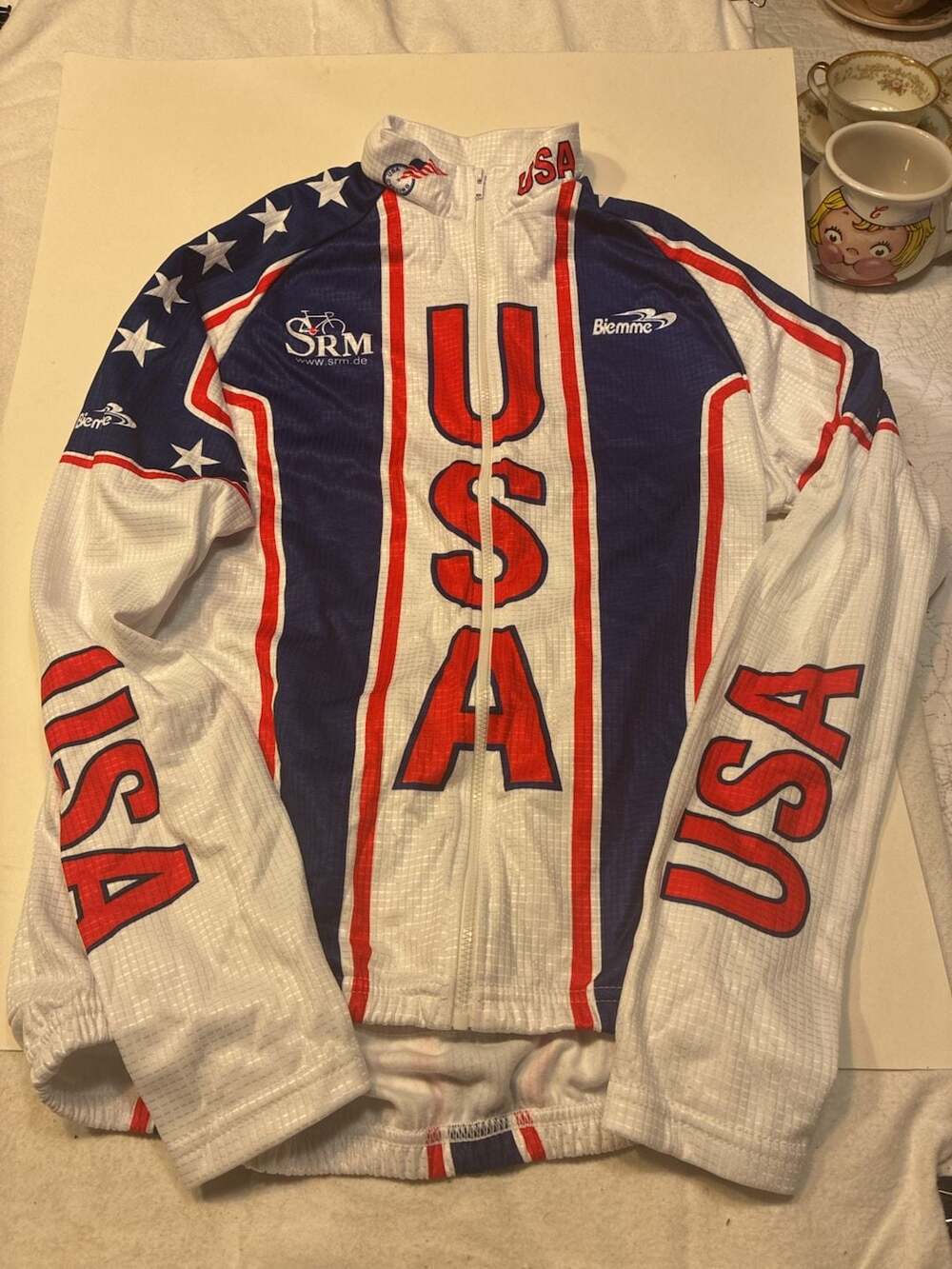 Vintage Biemme USA Cycling Full Zip Long Sleeve Jersey SRM Sponsor